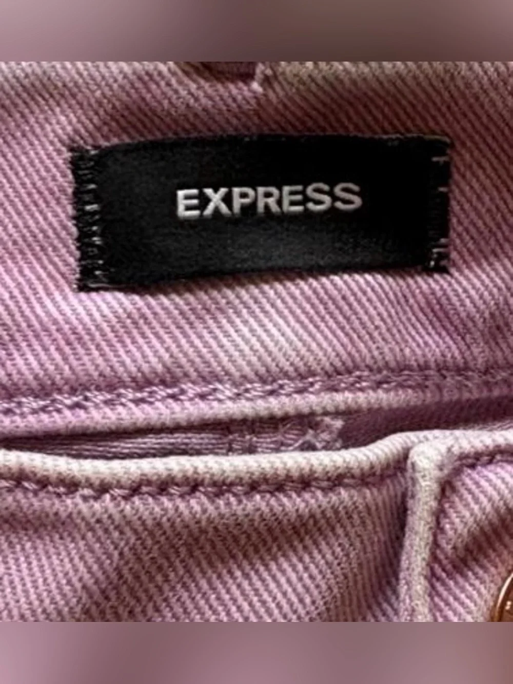 Express Women’s Cropped High-Rise Pink Flare Jeans with Raw Hem